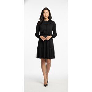 Ann Taylor Ruffle Collar Flare Dress XS